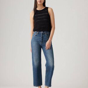 Levi's Ribcage Straight Leg Ankle Jeans in Dark Wash, Size 27